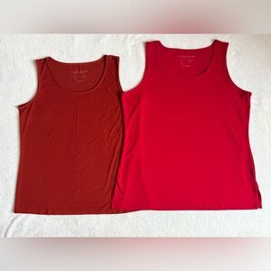Susan Graver Modern Essentials Lot of (2) Size LARGE Liquid Knit Tank Tops